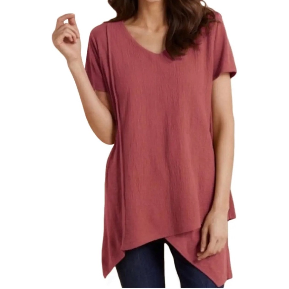 SOFT SURROUNDINGS NEROLI Asymmetrical Hem Tee in Green - Picture 3 of 8